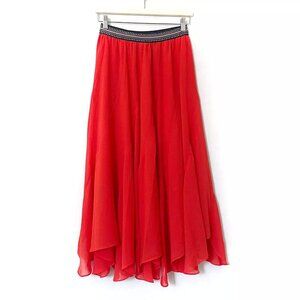NWT Anthropologie Vanessa Virginia Colima Orange Maxi Skirt Boho Gypsy Size XS